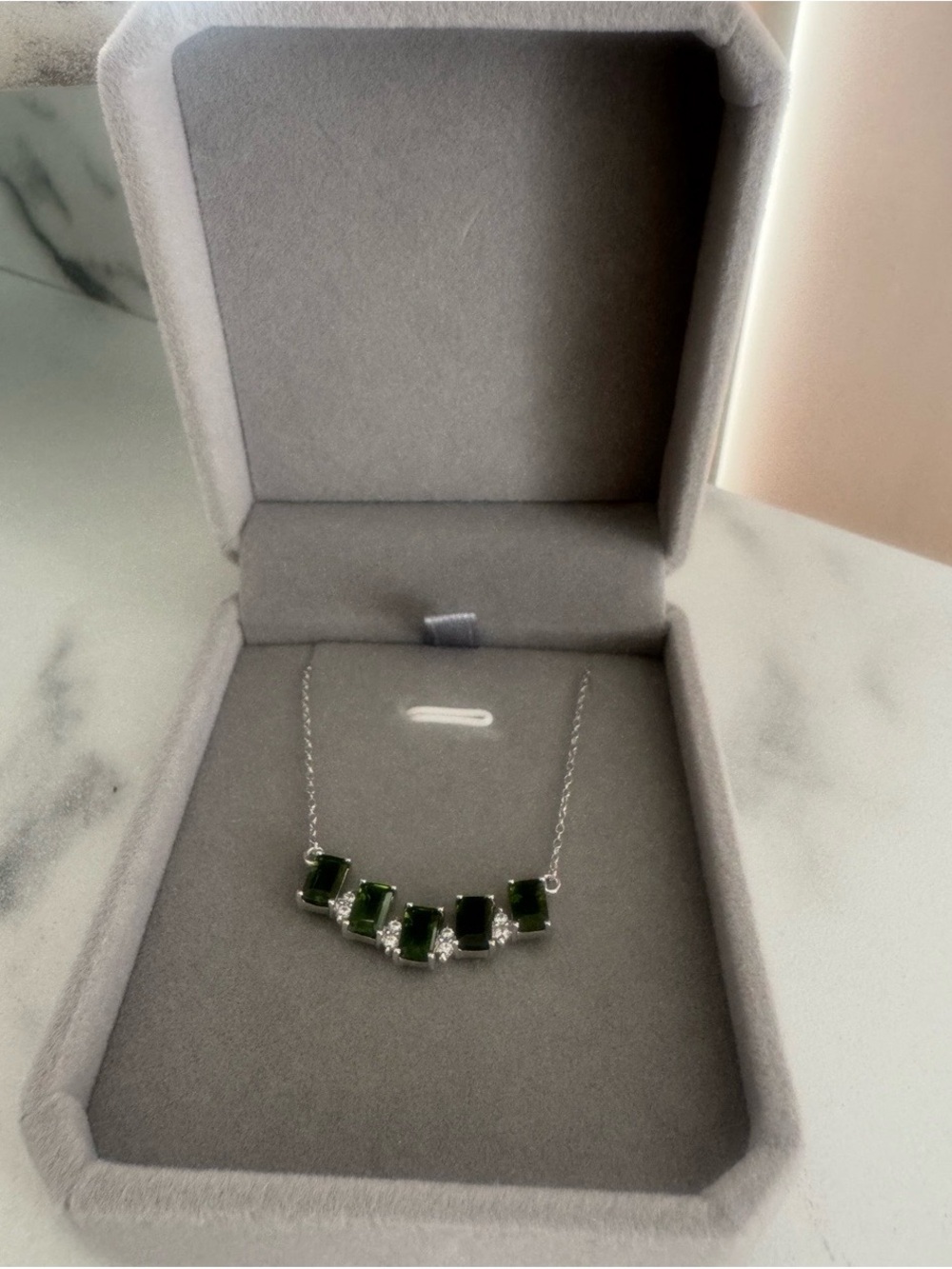 Natural Chrome Diopside (Siberian Emerald) Fixed Necklace- s925- Sterling Silver